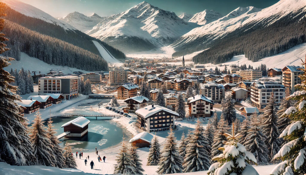 View of the beautiful winter Davos